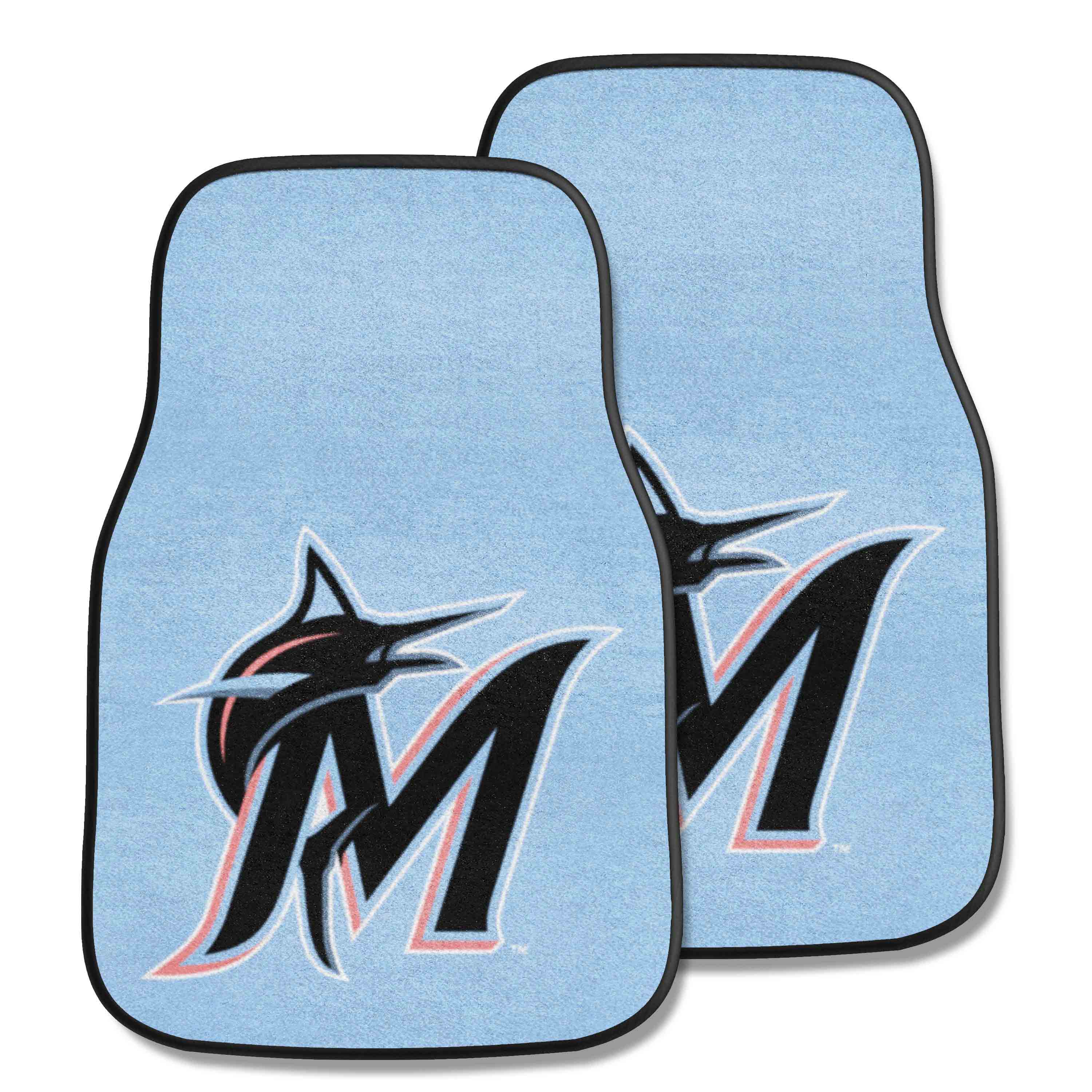 Miami Marlins Front Carpet Car Mat Set - 2 Pieces - Miami Marlins