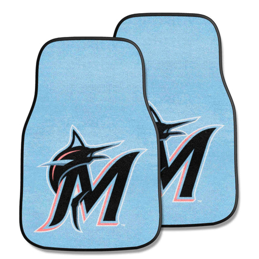 Miami Marlins Front Carpet Car Mat Set - 2 Pieces - Miami Marlins