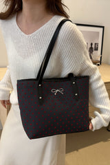 Bow Trim Polyester Tote Bag - Trendsi