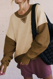 Color Block Round Neck Long Sleeve Sweatshirt - Trendsi - Flyclothing LLC