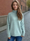 Solid Color Turtleneck Long Sleeve Sweater - Trendsi - Flyclothing LLC