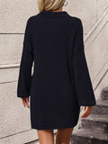 Collared Neck Long Sleeve Sweater Dress with Pockets - Trendsi - Flyclothing LLC
