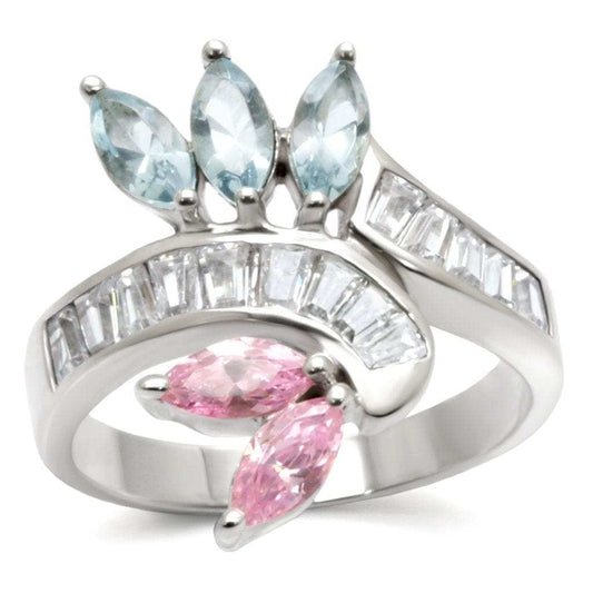 32814 - High-Polished 925 Sterling Silver Ring with AAA Grade CZ in Multi Color - Alamode - Flyclothing LLC