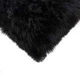 18" X 18"Modern Black New Zealand Sheepskin Pillow - Homeroots