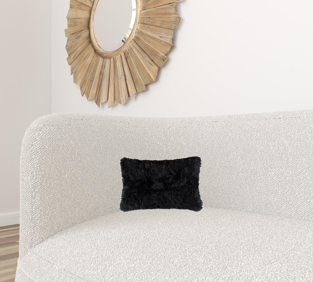 18" X 18"Modern Black New Zealand Sheepskin Pillow - Homeroots - Flyclothing LLC