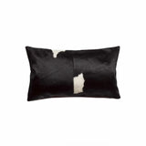 12" X 20" Black and White Cowhide Throw Pillow - Homeroots