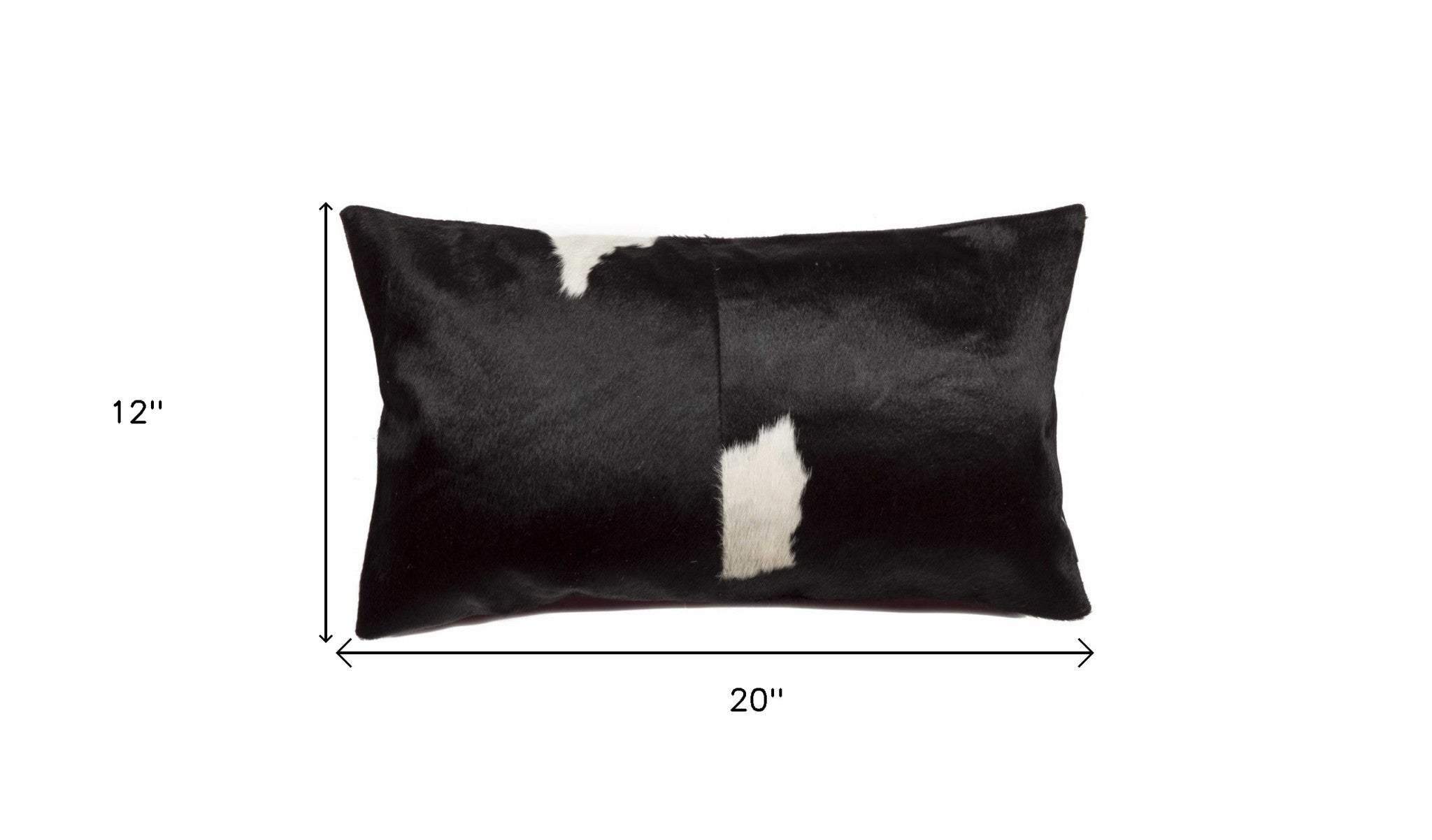 12" X 20" Black and White Cowhide Throw Pillow - Homeroots - Flyclothing LLC