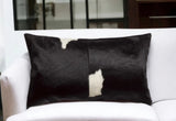 12" X 20" Black and White Cowhide Throw Pillow - Homeroots