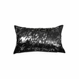12" X 20" Black and Silver Cowhide Throw Pillow - Homeroots