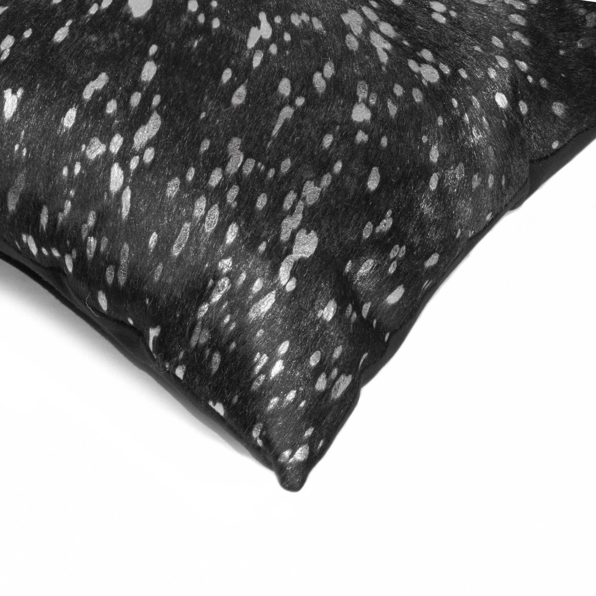 12" X 20" Black and Silver Cowhide Throw Pillow - Homeroots - Flyclothing LLC