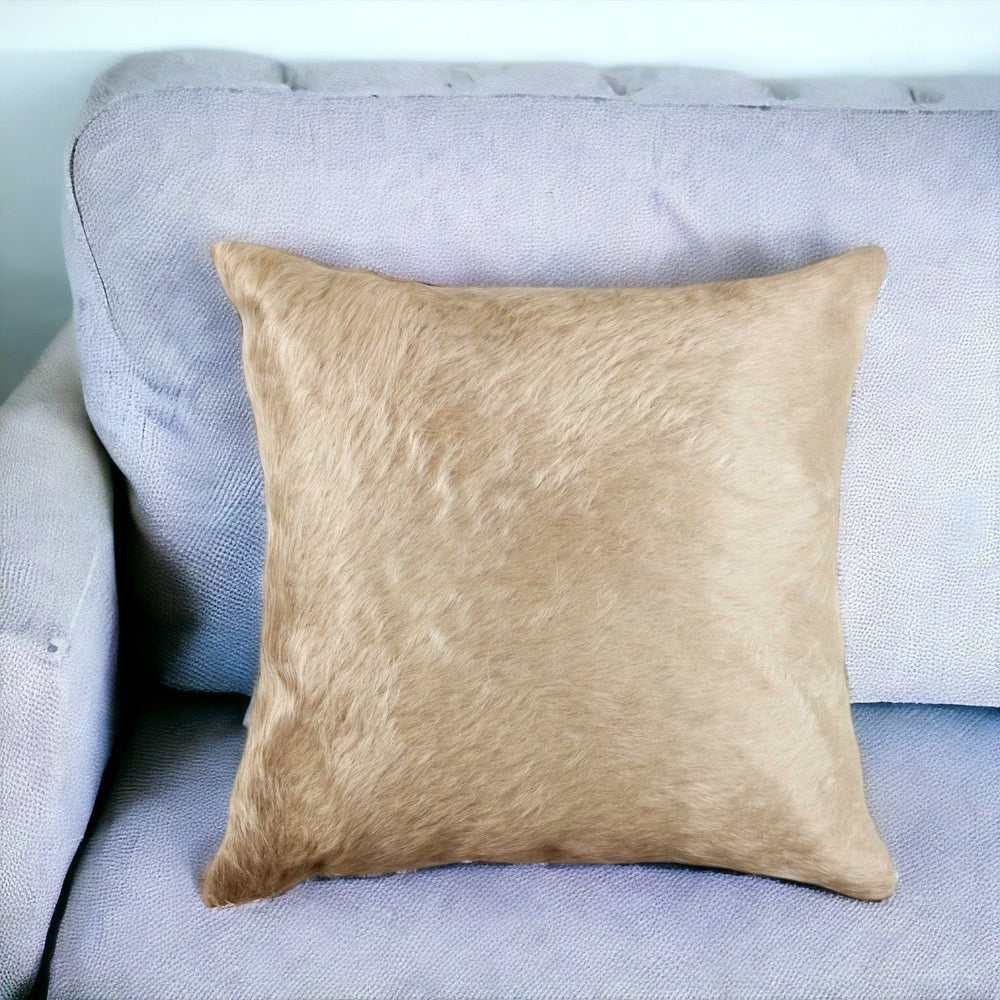 18" Natural Cowhide Throw Pillow - Homeroots