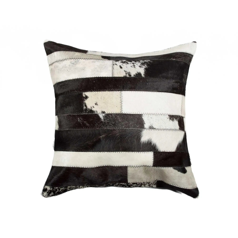 18" X 18" X 5" Madrid White Torino Kobe Cowhide  Pillow - Homeroots