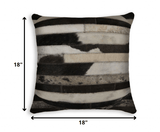 18" Black and White Cowhide Throw Pillow - Homeroots - Flyclothing LLC