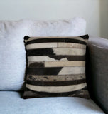 18" Black and White Cowhide Throw Pillow - Homeroots