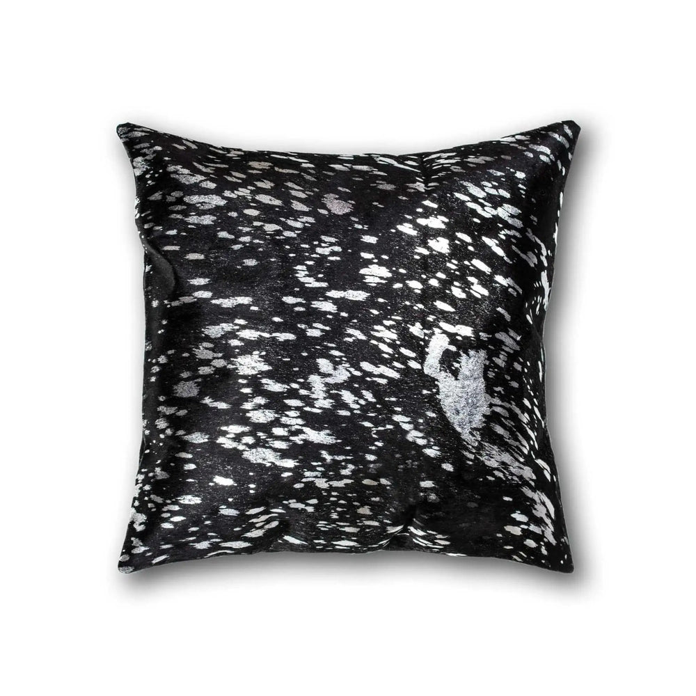 18" Black and Silver Cowhide Throw Pillow - Homeroots - Flyclothing LLC