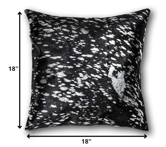 18" Black and Silver Cowhide Throw Pillow - Homeroots - Flyclothing LLC