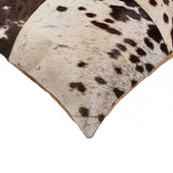 18" X 18" White and Brown Cowhide Pillow - Homeroots