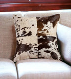 18" X 18" White and Brown Cowhide Pillow - Homeroots