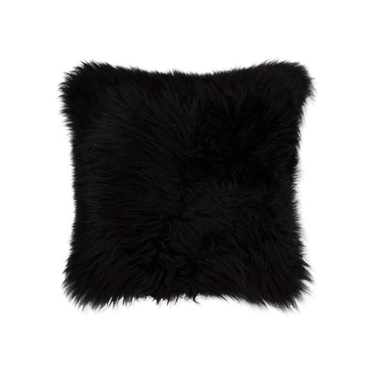 18" Black Sheepskin Throw Pillow - Homeroots