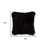 18" Black Sheepskin Throw Pillow - Homeroots - Flyclothing LLC