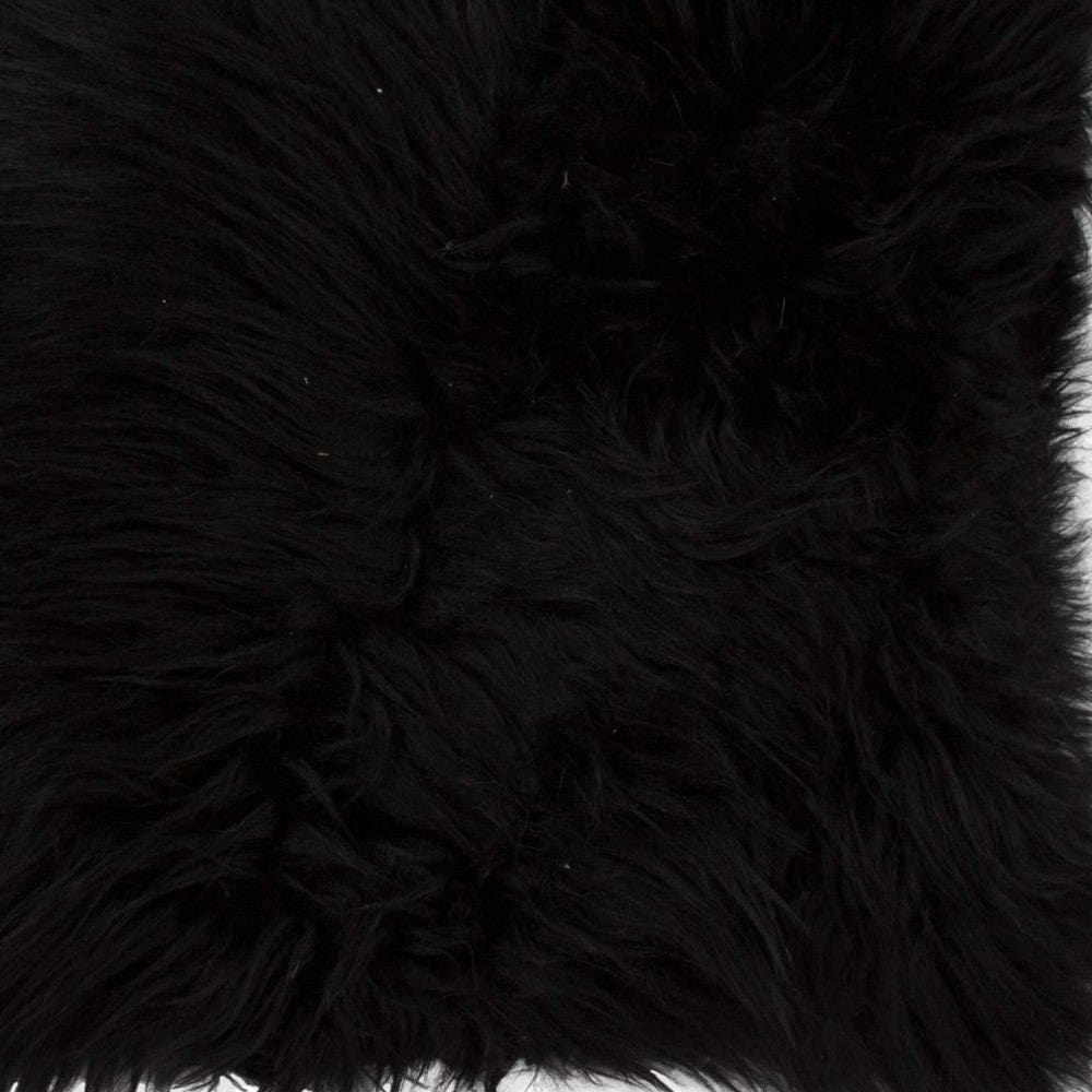 18" Black Sheepskin Throw Pillow - Homeroots - Flyclothing LLC