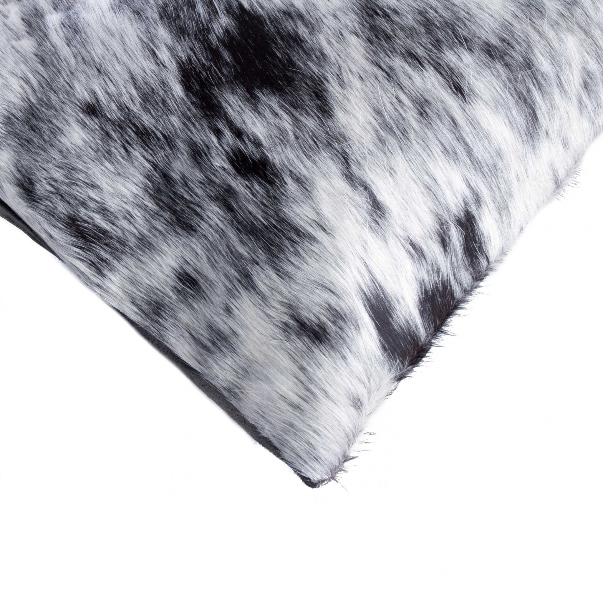 Set of Two 12" X 20" Black and White Cowhide Throw Pillow - Homeroots - Flyclothing LLC