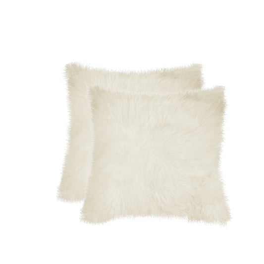 Set of Two 18" Natural Sheepskin Throw Pillows - Homeroots