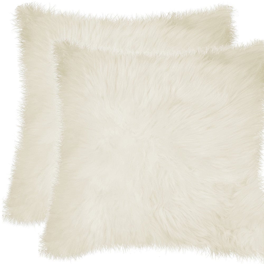 Set of Two 18" Natural Sheepskin Throw Pillows - Homeroots - Flyclothing LLC