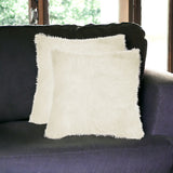 Set of Two 18" Natural Sheepskin Throw Pillows - Homeroots