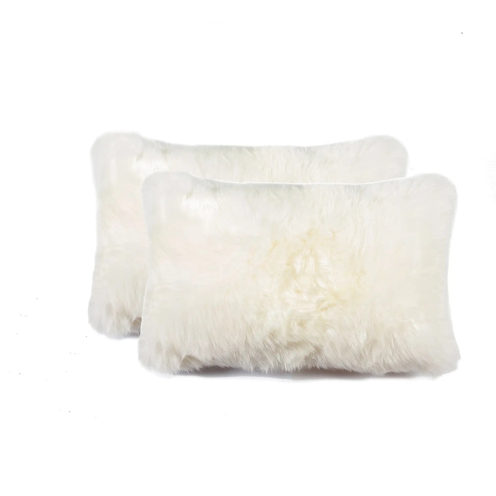 Set of Two 12" X 20" Natural Cowhide Throw Pillow - Homeroots