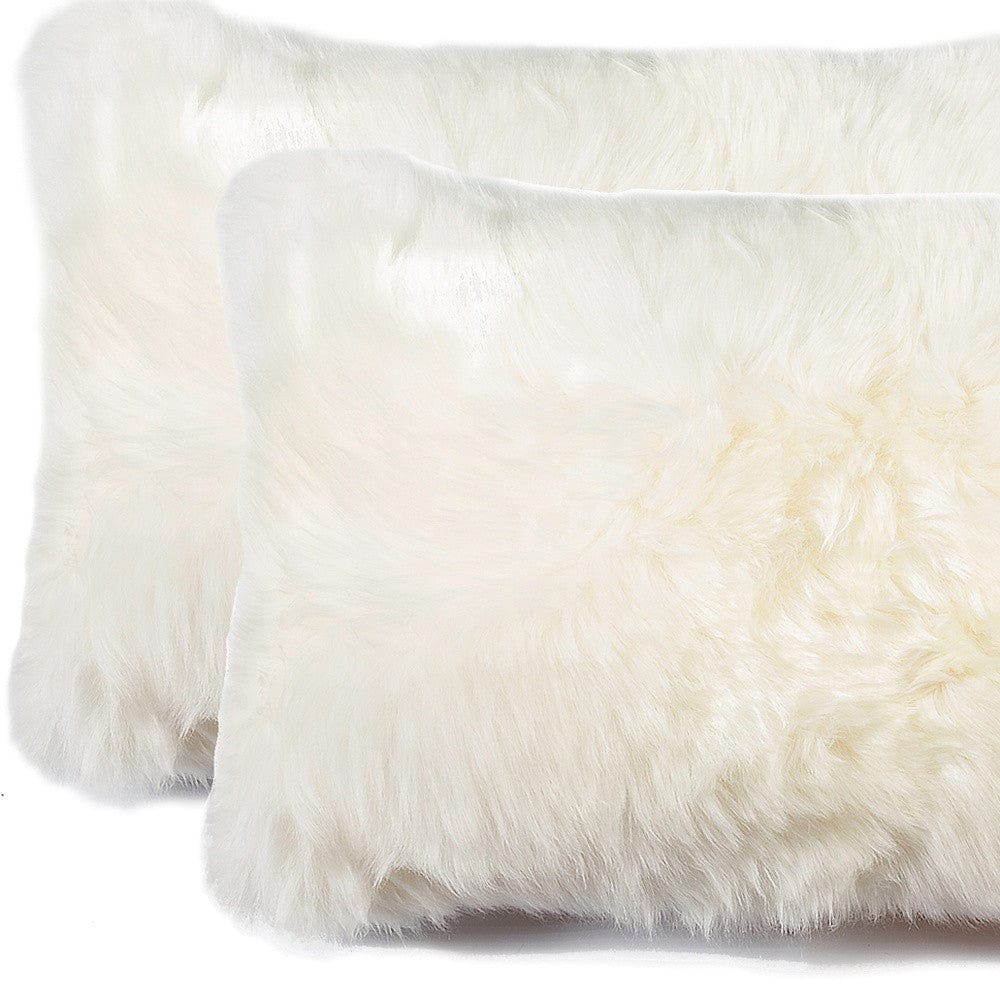 Set of Two 12" X 20" Natural Cowhide Throw Pillow - Homeroots - Flyclothing LLC
