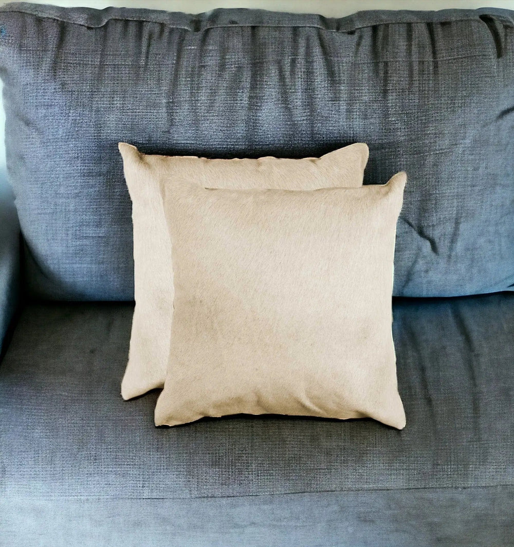 Set of Two Natural Cowhide Throw Pillow - Homeroots
