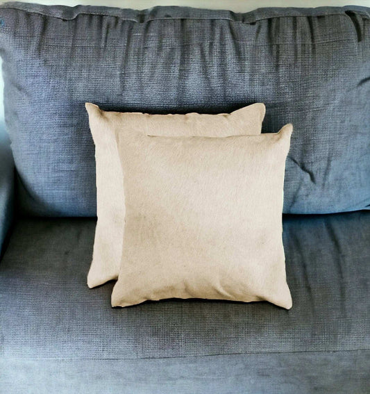Set of Two Natural Cowhide Throw Pillow - Homeroots - Flyclothing LLC