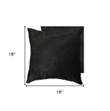 Set of Two 18" Black Cowhide Throw Pillow - Homeroots - Flyclothing LLC