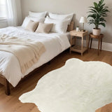 4' X 5' Polar Bear Off White Faux Hide Area Rug - Homeroots