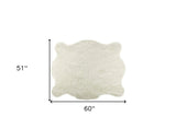 4' X 5' Polar Bear Off White Faux Hide Area Rug - Homeroots
