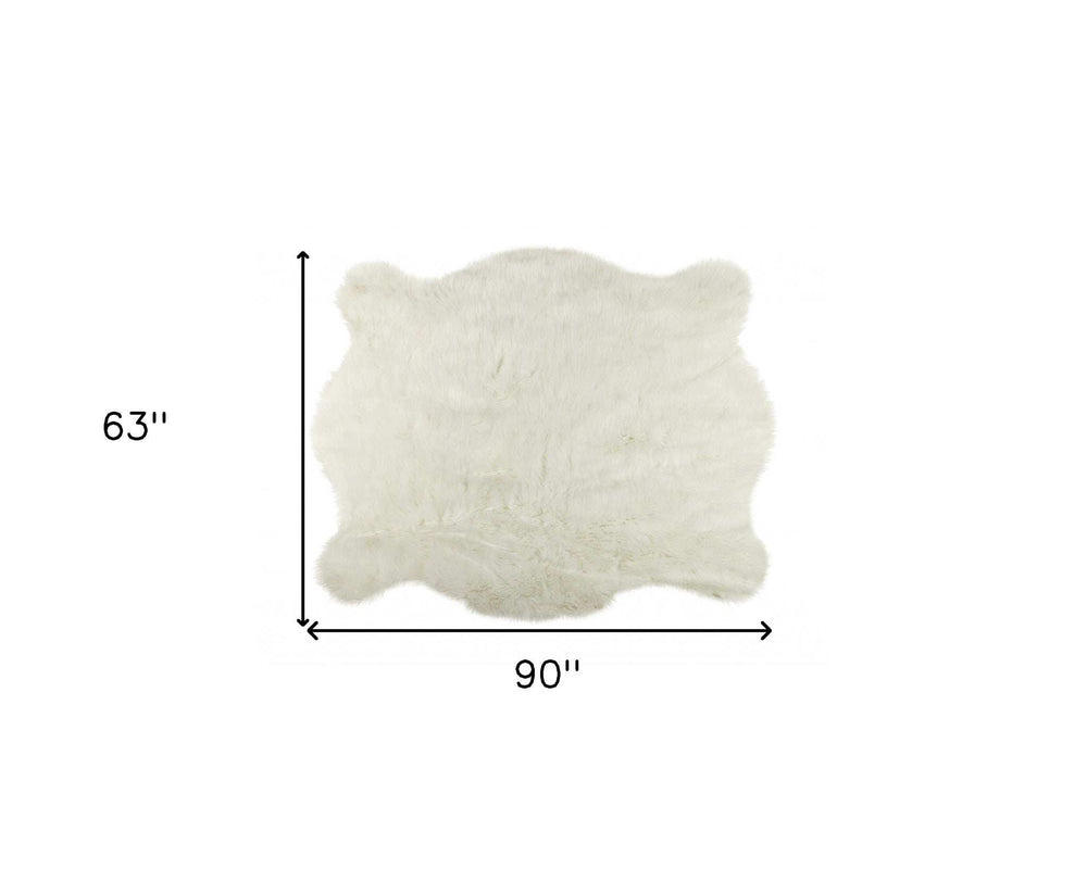 5' X 8' Polar Bear Off White Faux Hide Area Rug - Homeroots - Flyclothing LLC