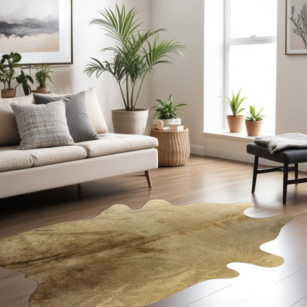 72" X 84" Taupe Cowhide  Area Rug - Homeroots