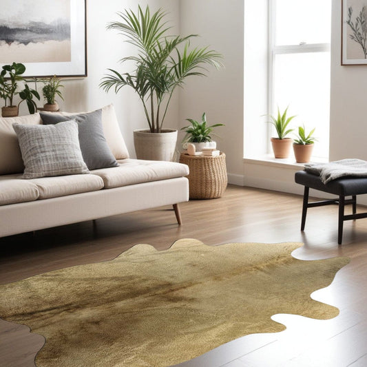 72" X 84" Taupe Cowhide  Area Rug - Homeroots
