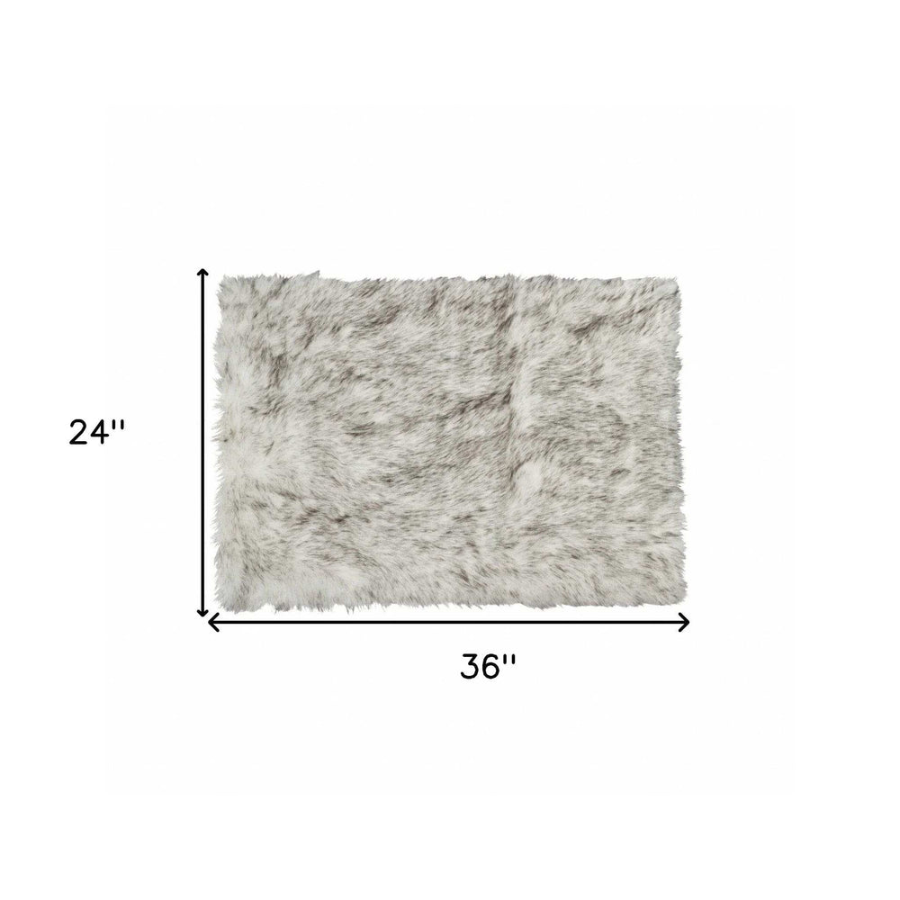 2' X 3' Gradient Gray and Ivory Faux Fur Flokati Style Area Rug - Homeroots - Flyclothing LLC