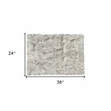 2' X 3' Gradient Gray and Ivory Faux Fur Flokati Style Area Rug - Homeroots