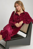 Umgee Texture Curved Hem Button Down Shirt Dress - Trendsi