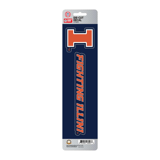Illinois Illini 2 Piece Team Slogan Decal Sticker Set - Illinois