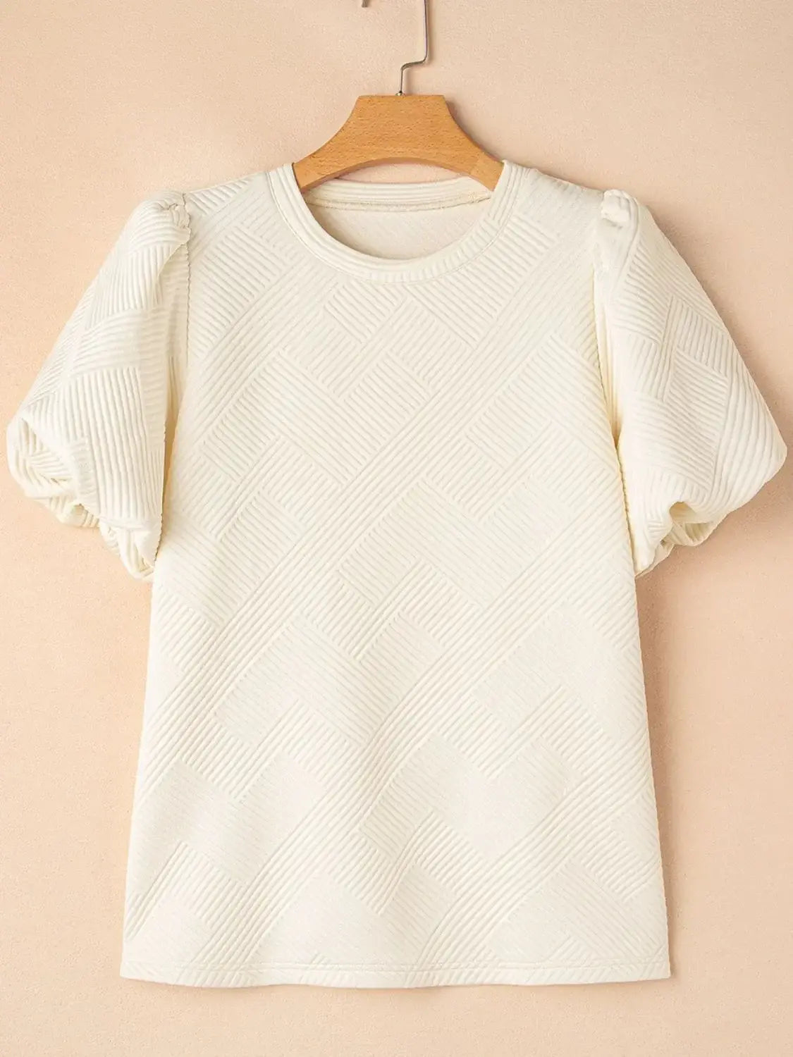 Textured Puff Sleeve T-Shirt - Trendsi - Flyclothing LLC