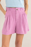 HYFVE High Waist Pleated Linen Shorts - Trendsi - Flyclothing LLC