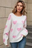 Angel Wings Heart Round Neck Dropped Shoulder Sweater - Trendsi