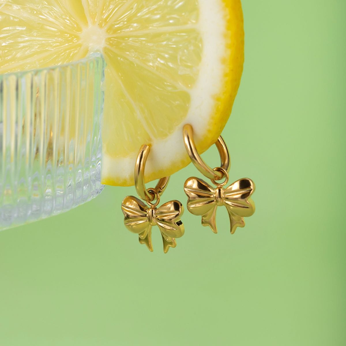 18K Gold-Plated Bow Earrings - Trendsi