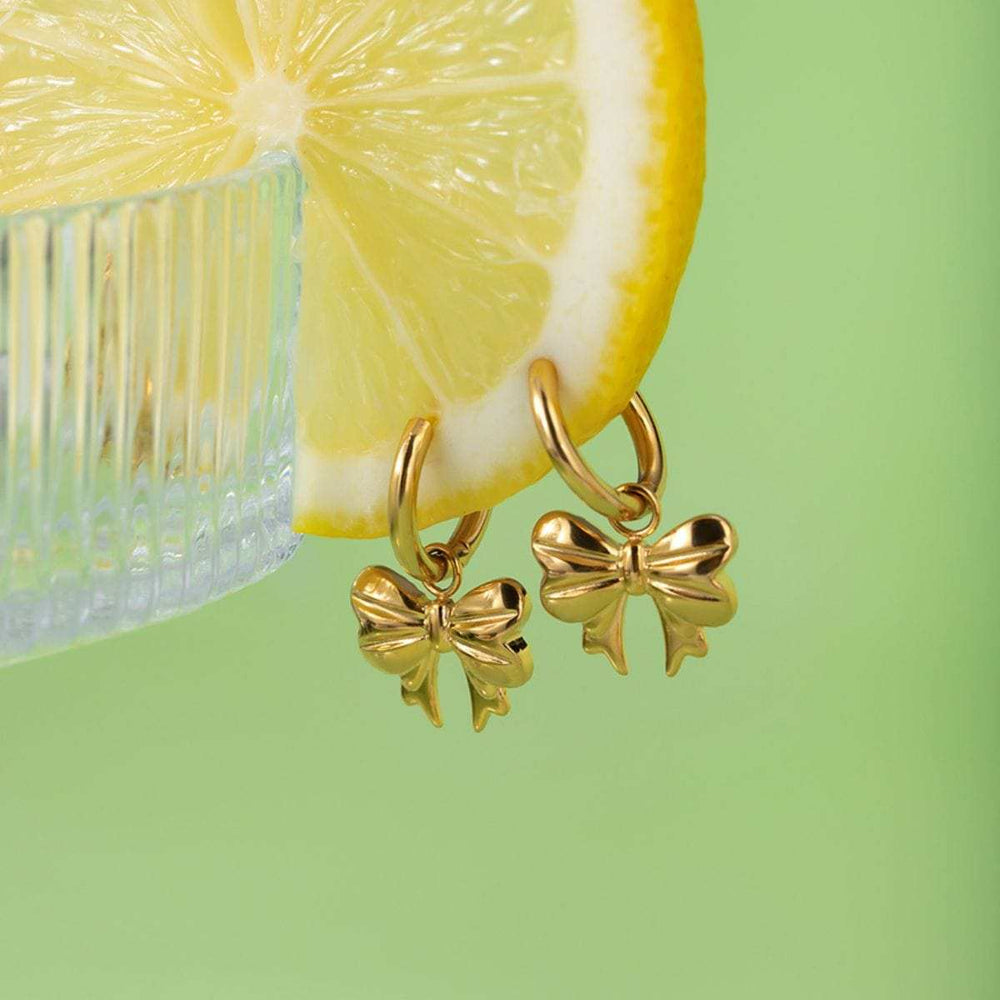 18K Gold-Plated Bow Earrings - Trendsi - Flyclothing LLC