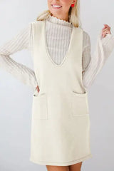 Lovelet Pocketed V-Neck Mini Sweater Overall Dress - Trendsi - Flyclothing LLC