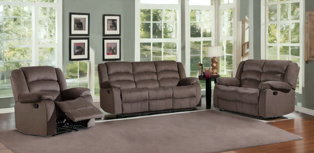 Three Piece Indoor Brown Microsuede Six Person Seating Set - Homeroots